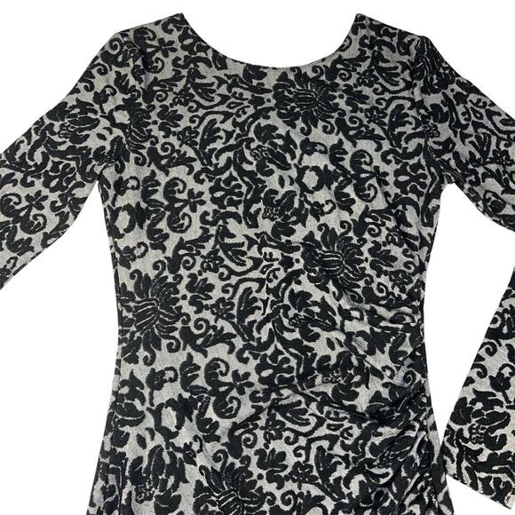 Ganni Anthropologie Black Textured Tapestry Print Ruched Sheath Dress Size S - Picture 7 of 13